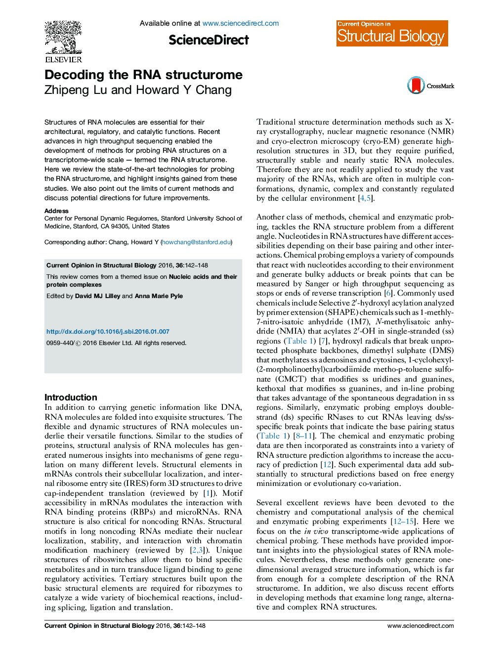 Decoding the RNA structurome