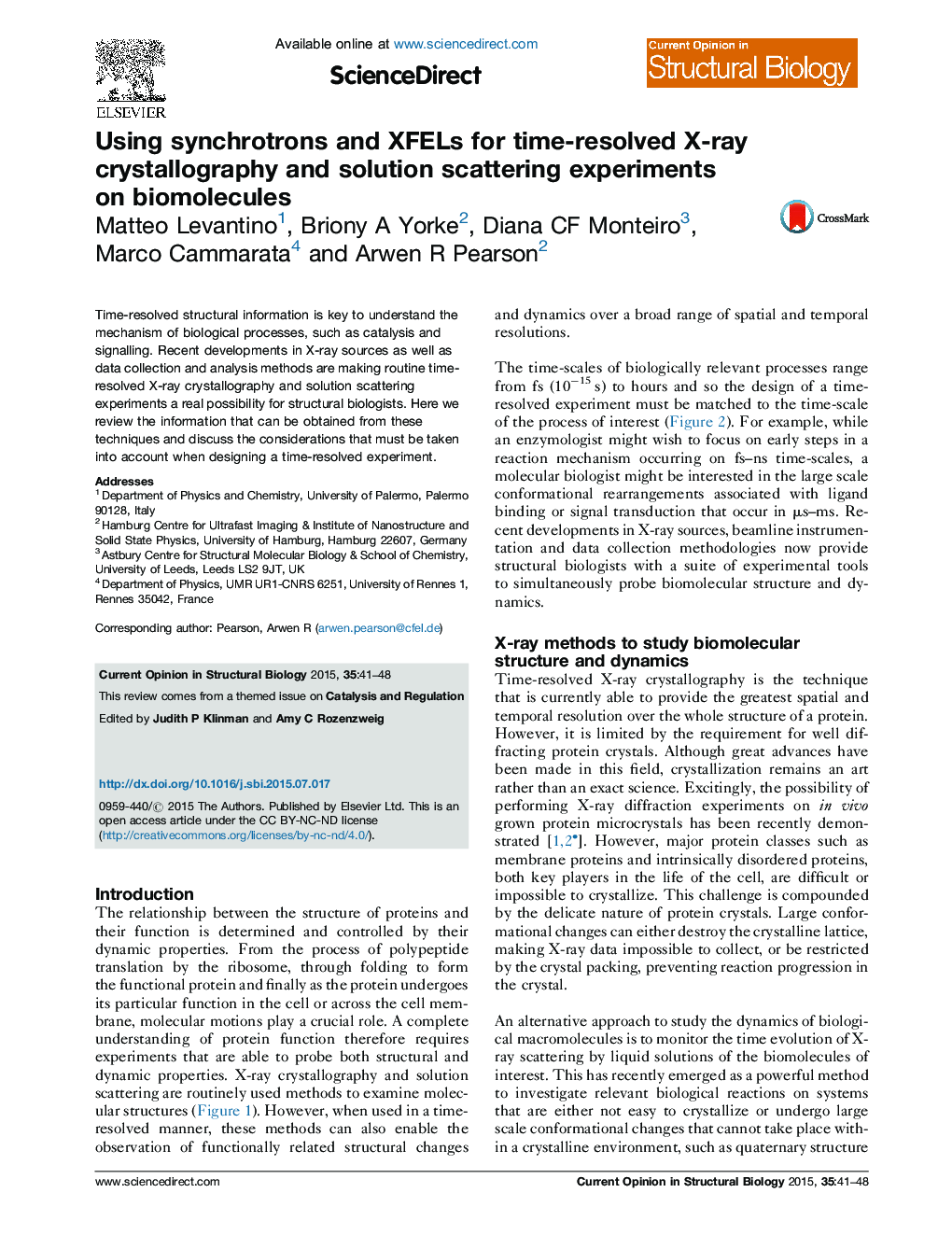 Using synchrotrons and XFELs for time-resolved X-ray crystallography and solution scattering experiments on biomolecules