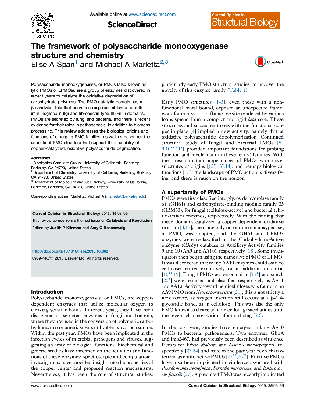 The framework of polysaccharide monooxygenase structure and chemistry
