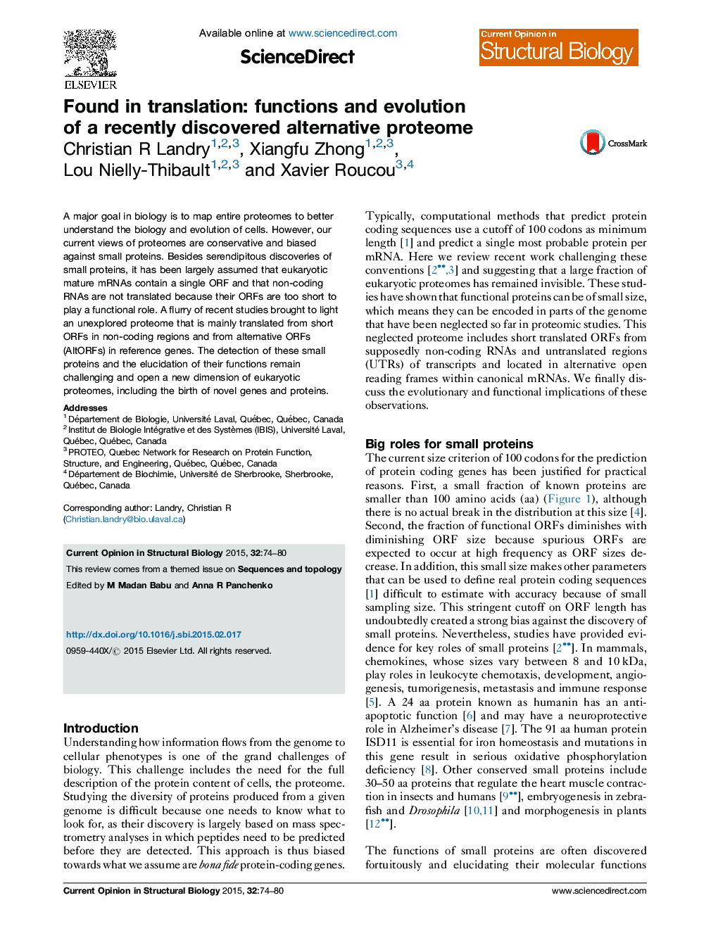 Found in translation: functions and evolution of a recently discovered alternative proteome