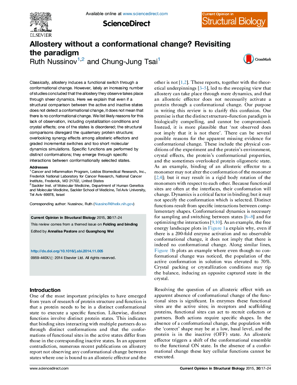 Allostery without a conformational change? Revisiting the paradigm