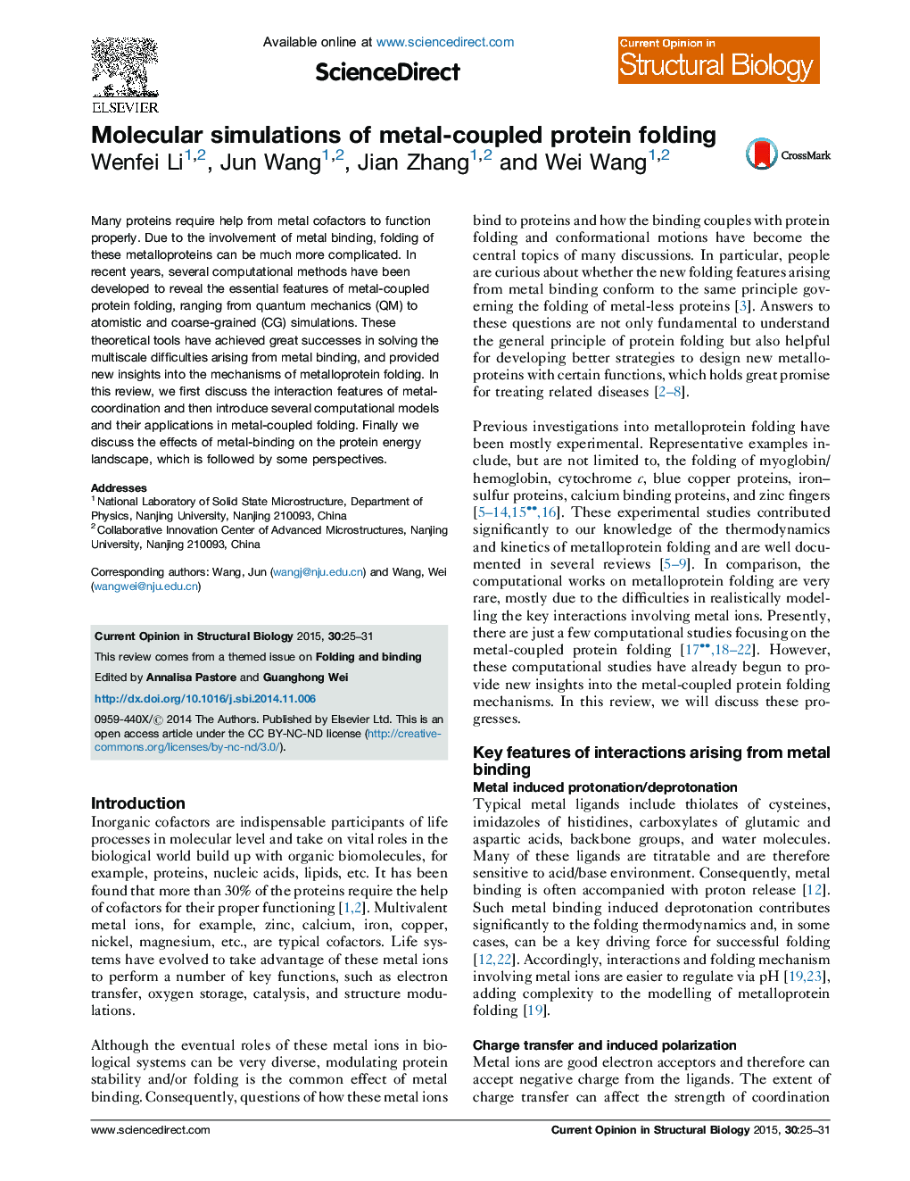 Molecular simulations of metal-coupled protein folding