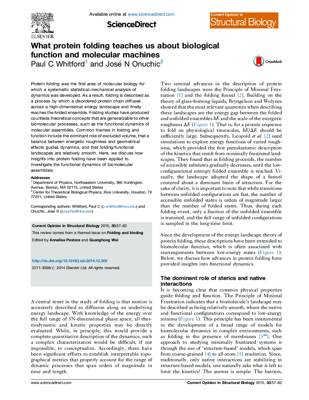 What protein folding teaches us about biological function and molecular machines