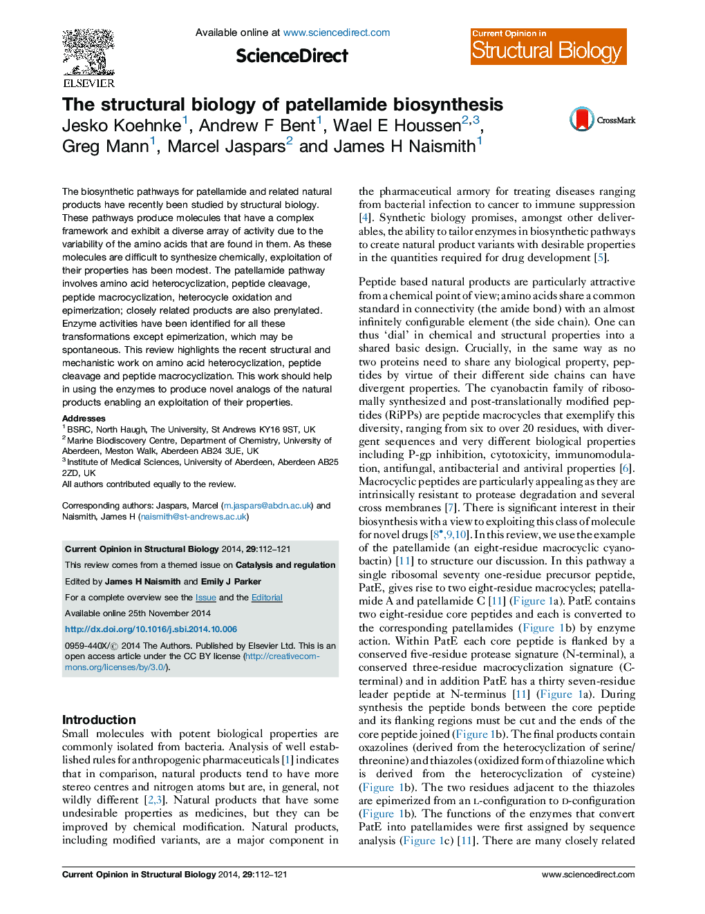 The structural biology of patellamide biosynthesis