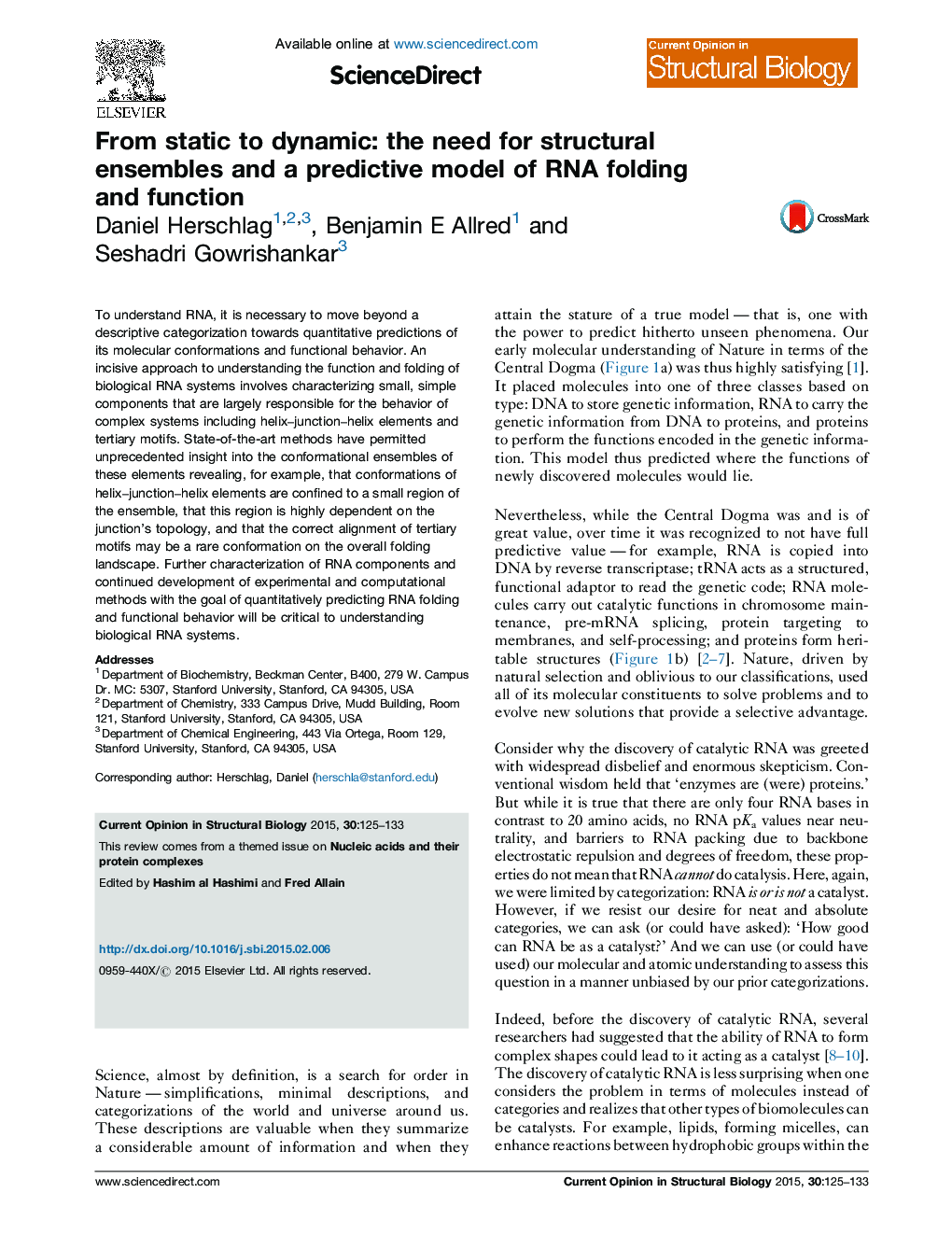 From static to dynamic: the need for structural ensembles and a predictive model of RNA folding and function