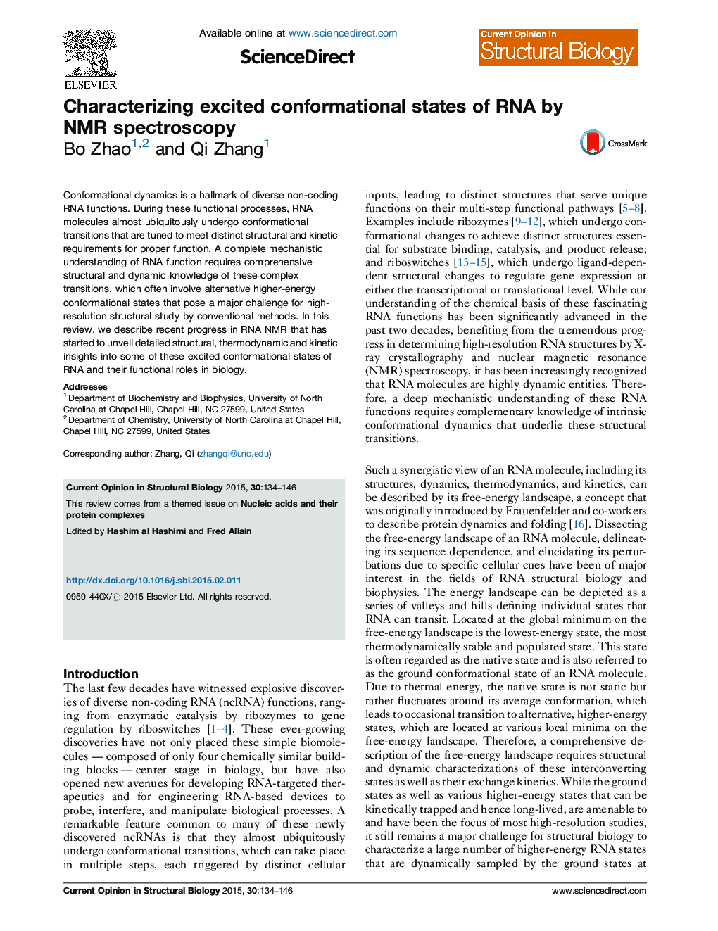 Characterizing excited conformational states of RNA by NMR spectroscopy