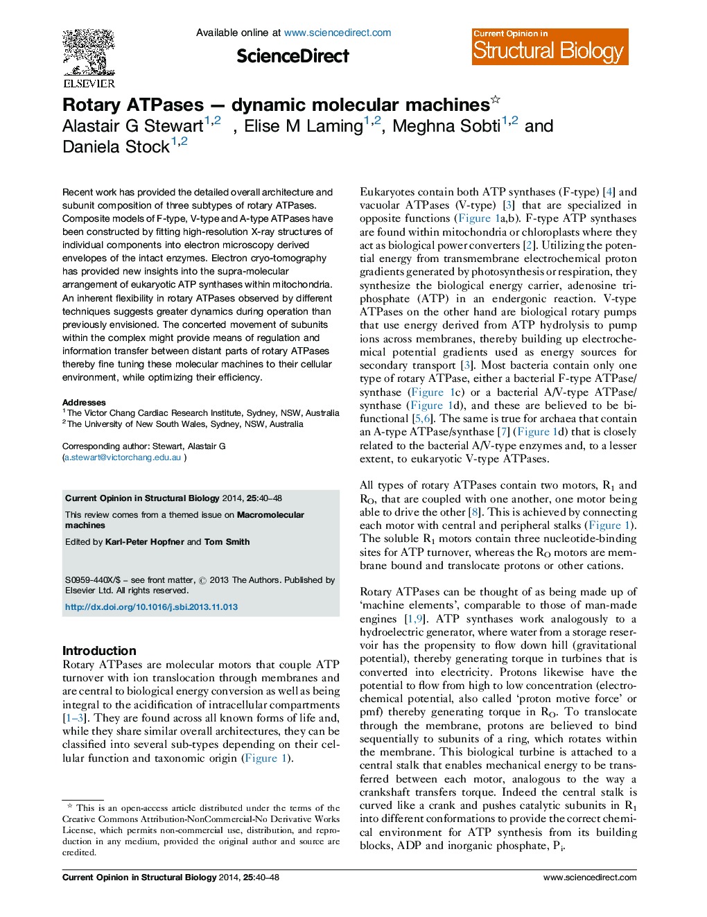 Rotary ATPasesÂ -Â dynamic molecular machines