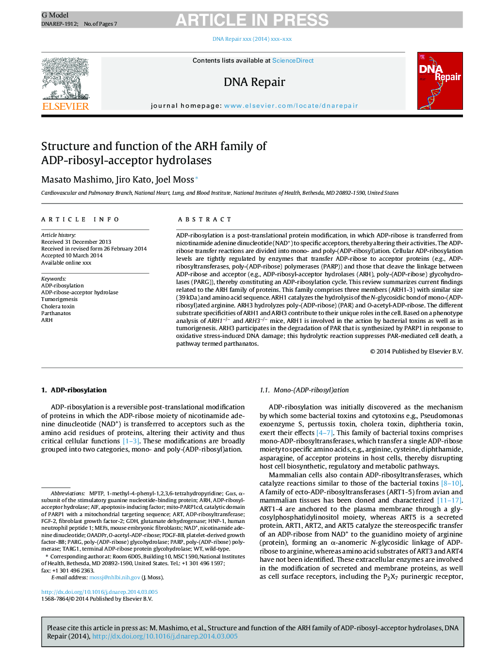 Structure and function of the ARH family of ADP-ribosyl-acceptor hydrolases