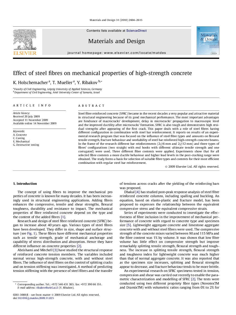 Effect of steel fibres on mechanical properties of high-strength concrete