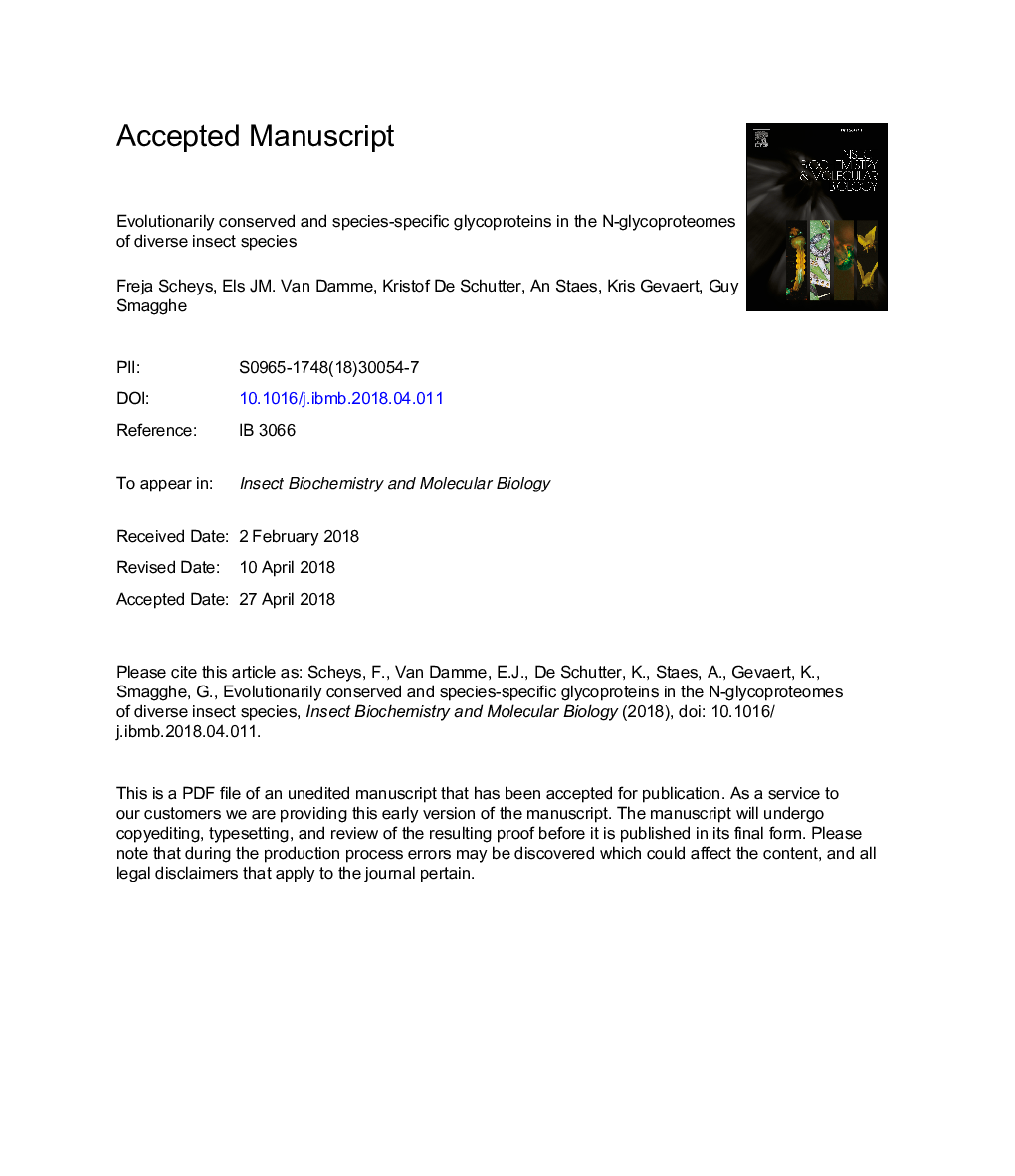 Evolutionarily conserved and species-specific glycoproteins in the N-glycoproteomes of diverse insect species