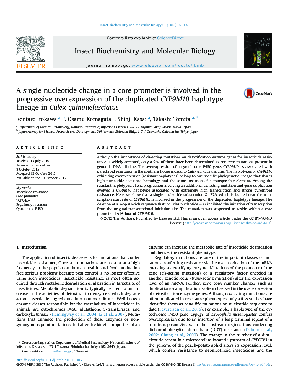 A single nucleotide change in a core promoter is involved in the progressive overexpression of the duplicated CYP9M10 haplotype lineage in Culex quinquefasciatus