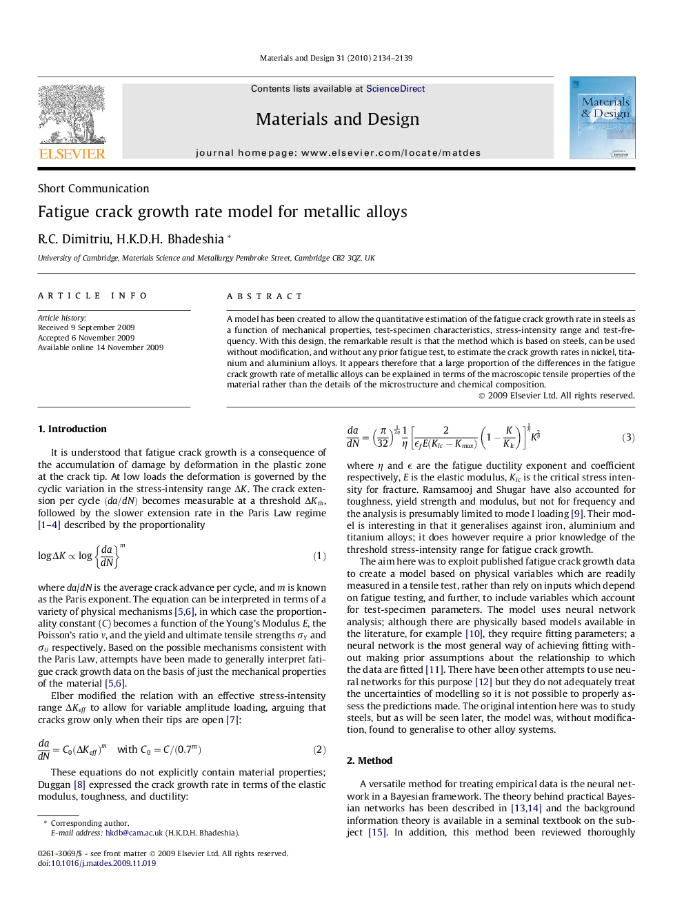 Fatigue crack growth rate model for metallic alloys