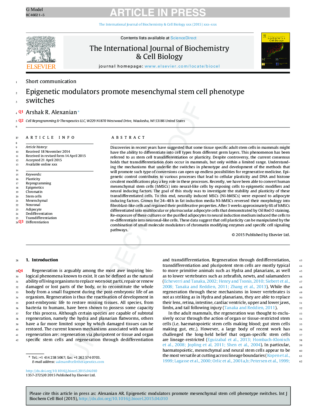 Epigenetic modulators promote mesenchymal stem cell phenotype switches