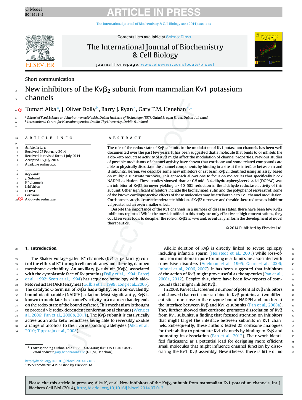 New inhibitors of the KvÎ²2 subunit from mammalian Kv1 potassium channels