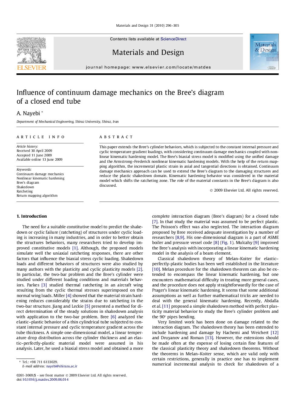 Influence of continuum damage mechanics on the Bree’s diagram of a closed end tube