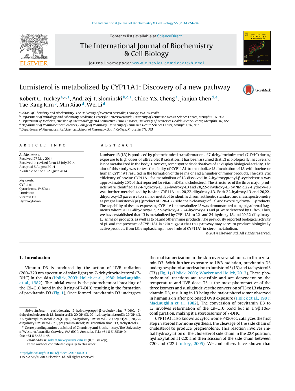 Lumisterol is metabolized by CYP11A1: Discovery of a new pathway