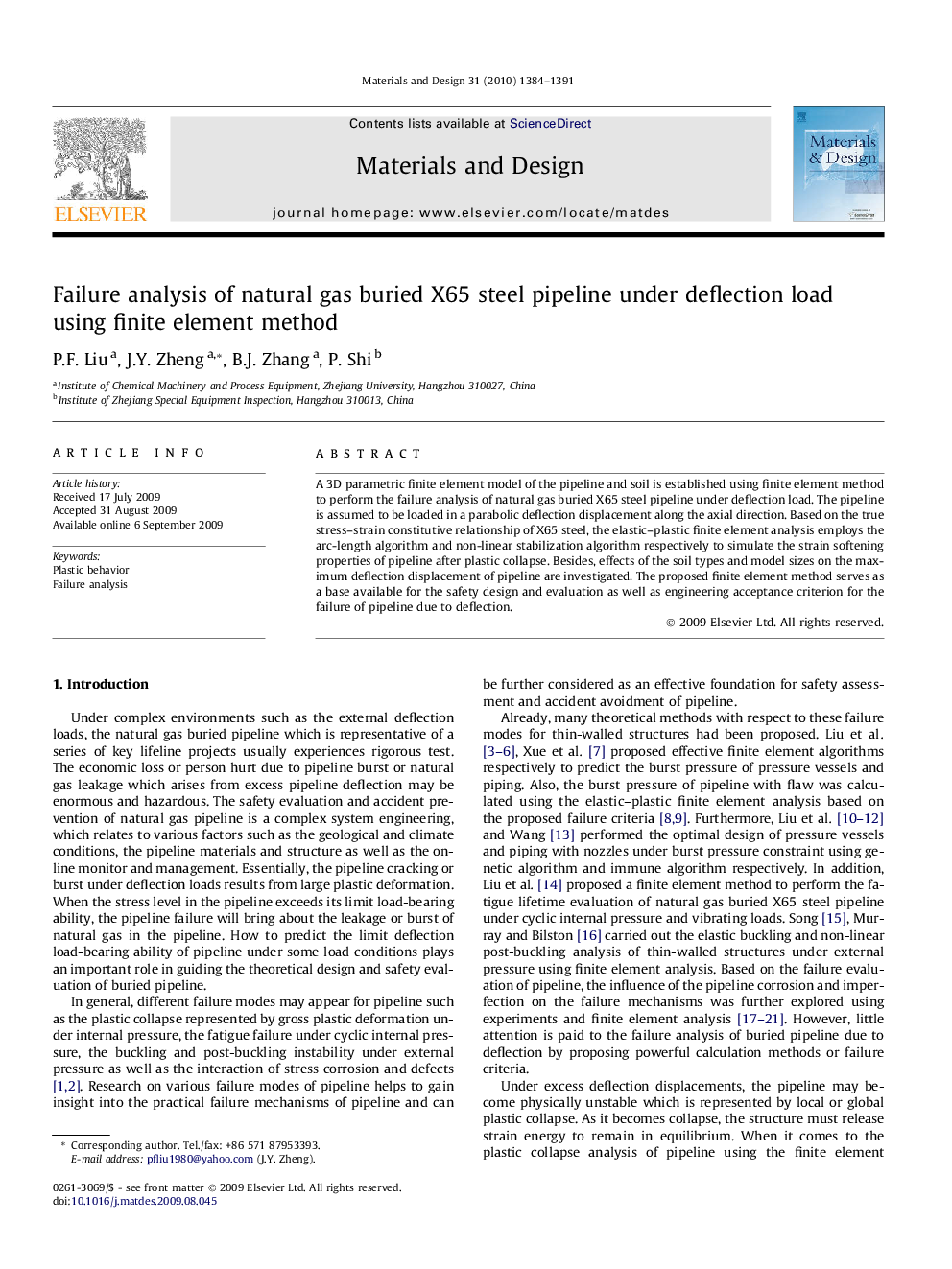 Failure analysis of natural gas buried X65 steel pipeline under deflection load using finite element method