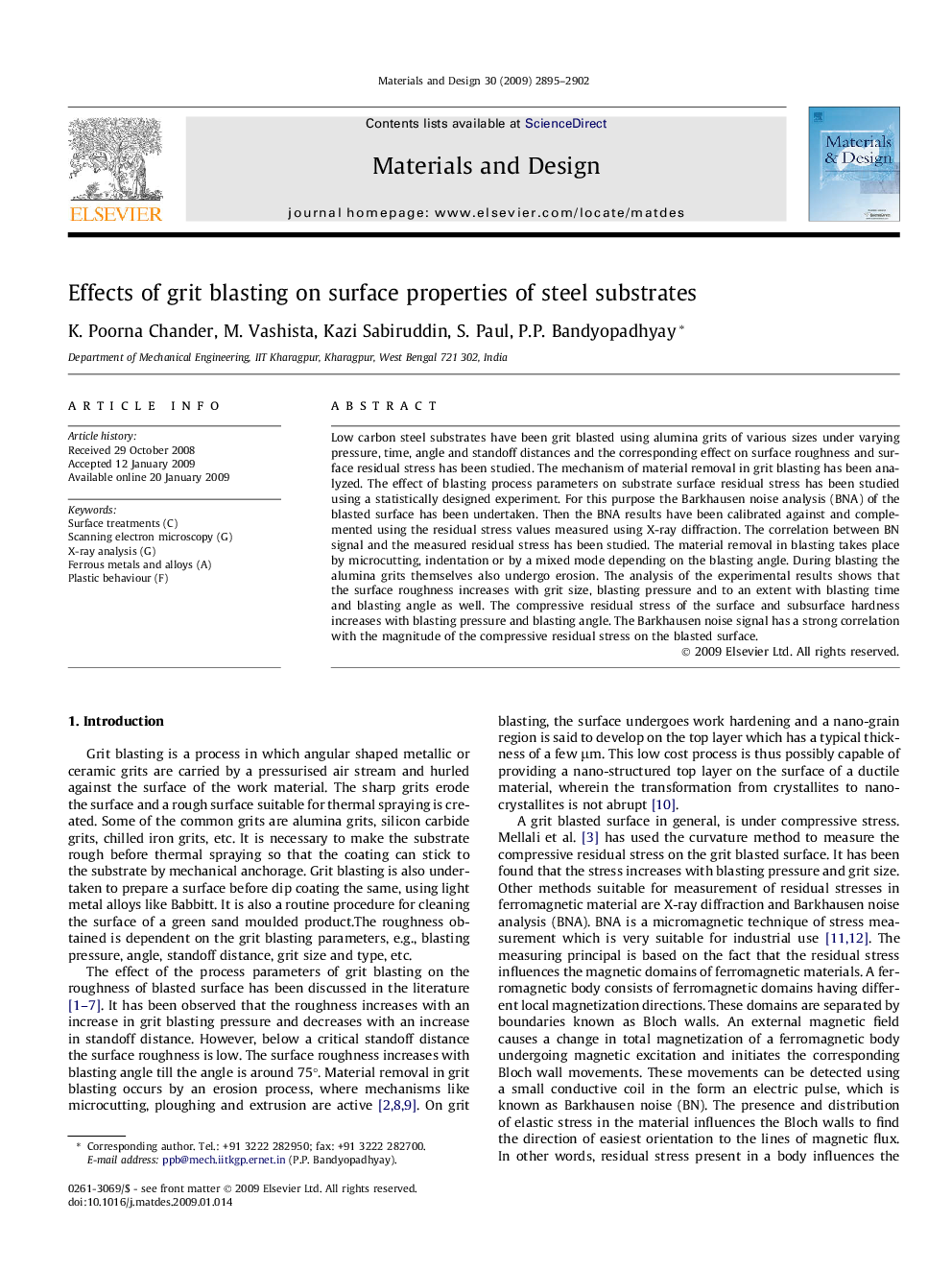 Effects of grit blasting on surface properties of steel substrates