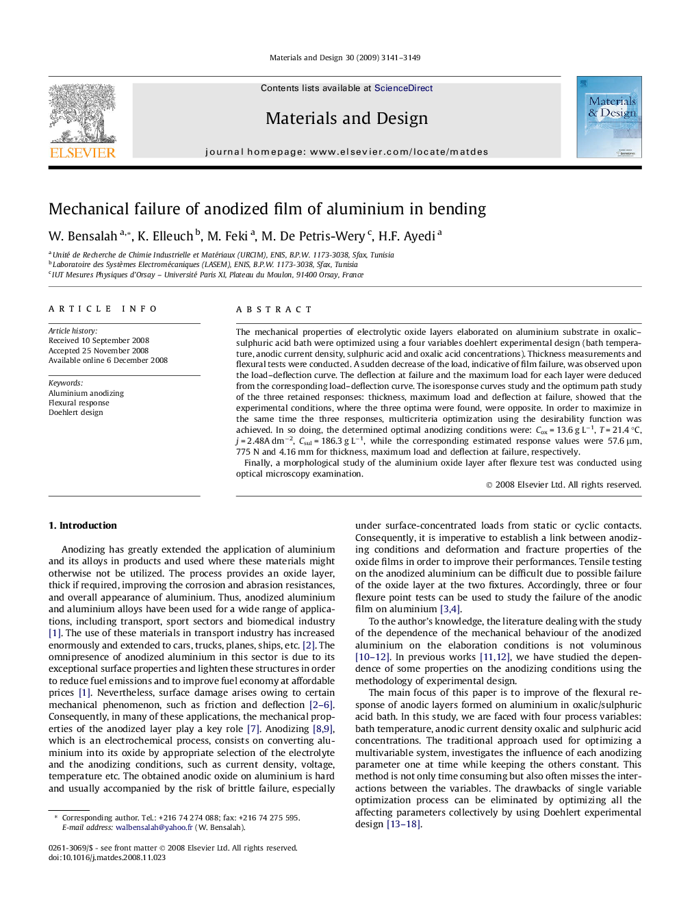 Mechanical failure of anodized film of aluminium in bending