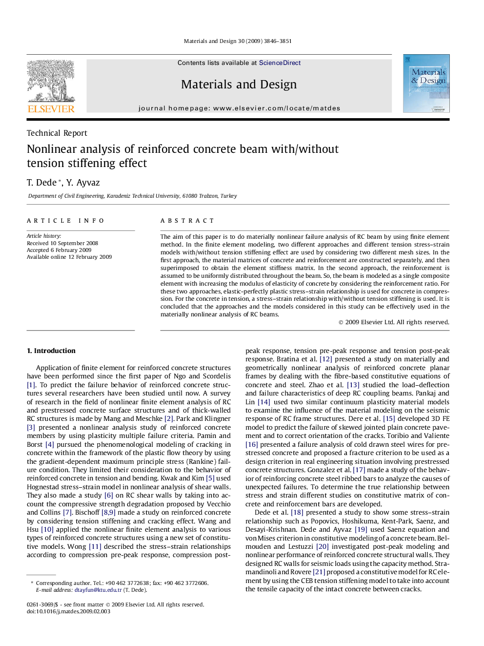 Nonlinear analysis of reinforced concrete beam with/without tension stiffening effect