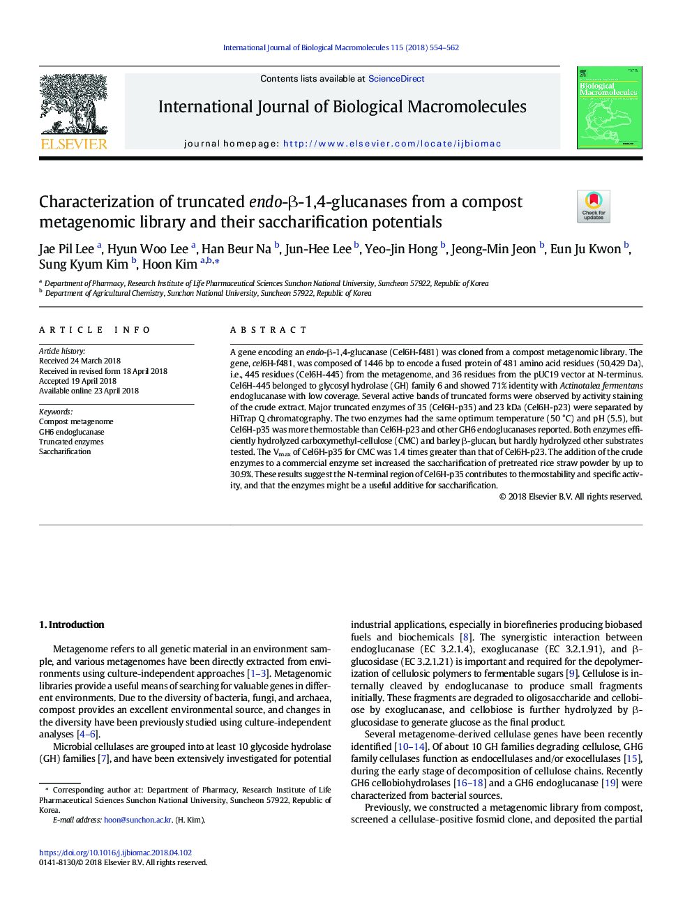 Characterization of truncated endo-Î²-1,4-glucanases from a compost metagenomic library and their saccharification potentials