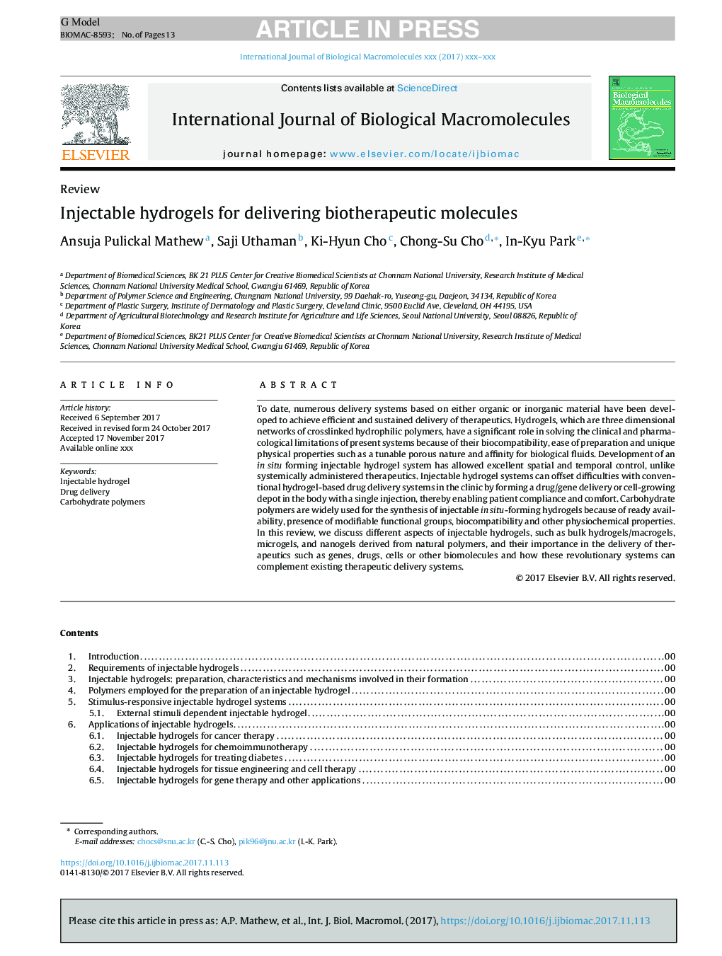 Injectable hydrogels for delivering biotherapeutic molecules