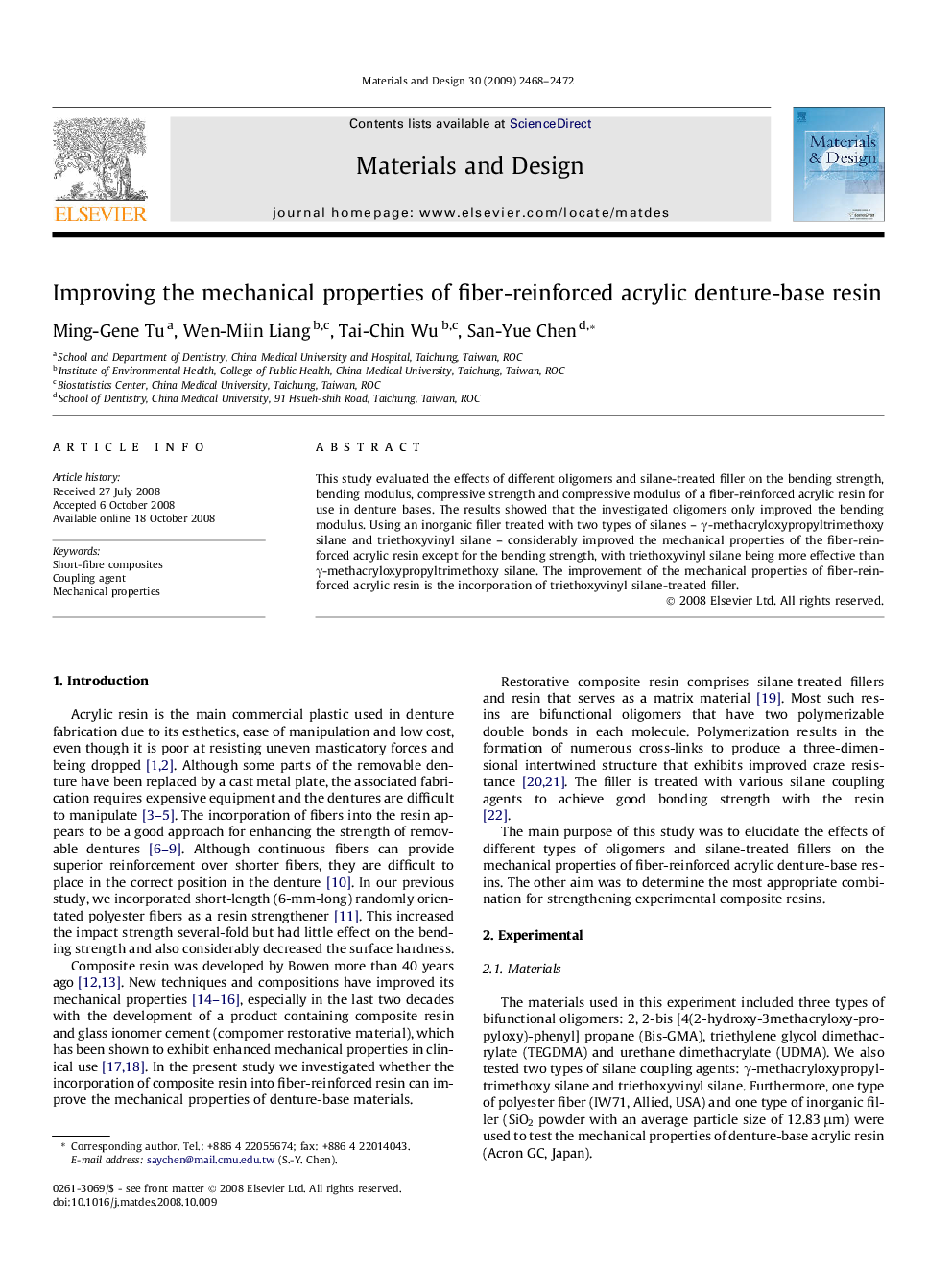 Improving the mechanical properties of fiber-reinforced acrylic denture-base resin