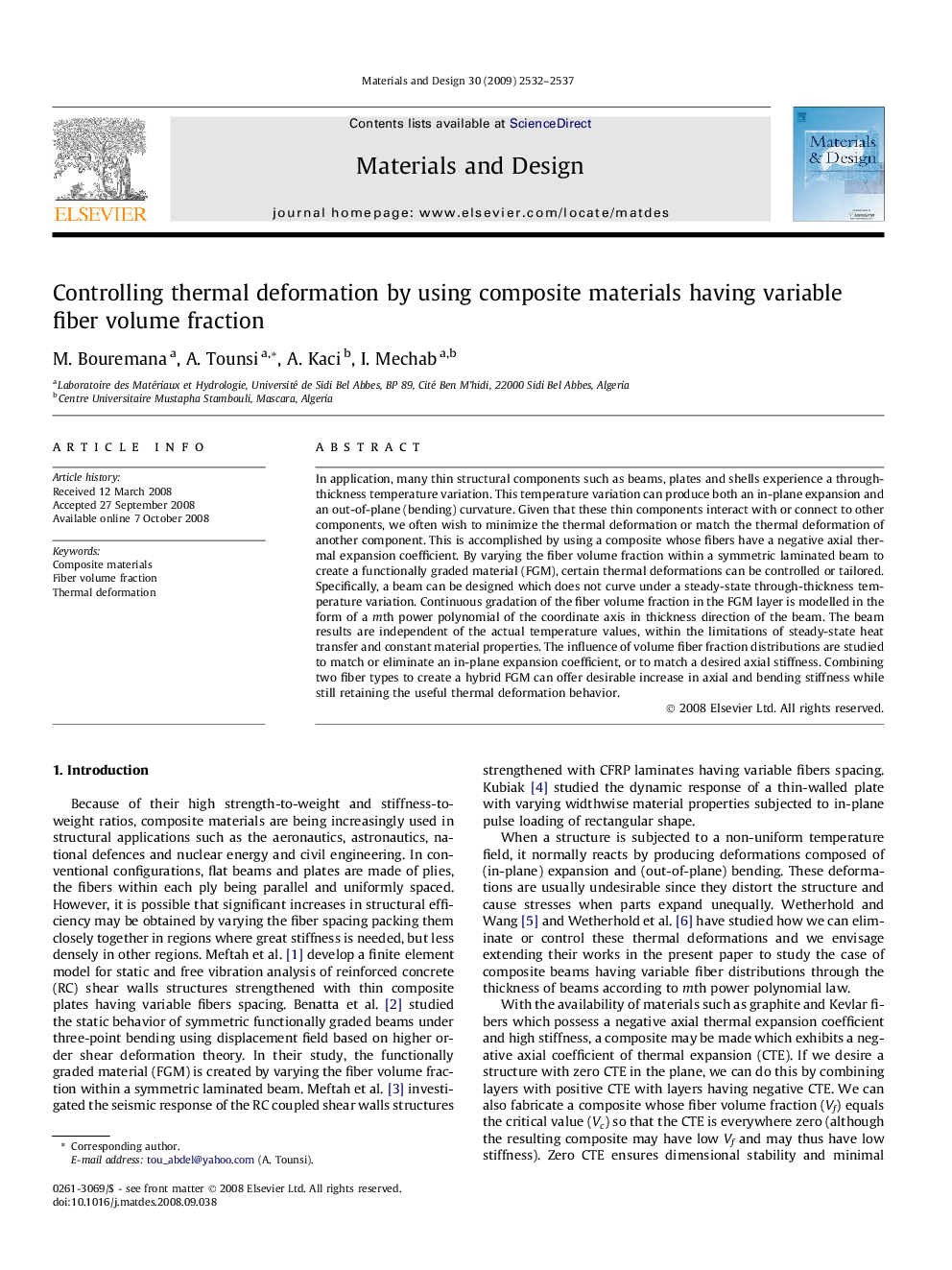 Controlling thermal deformation by using composite materials having variable fiber volume fraction