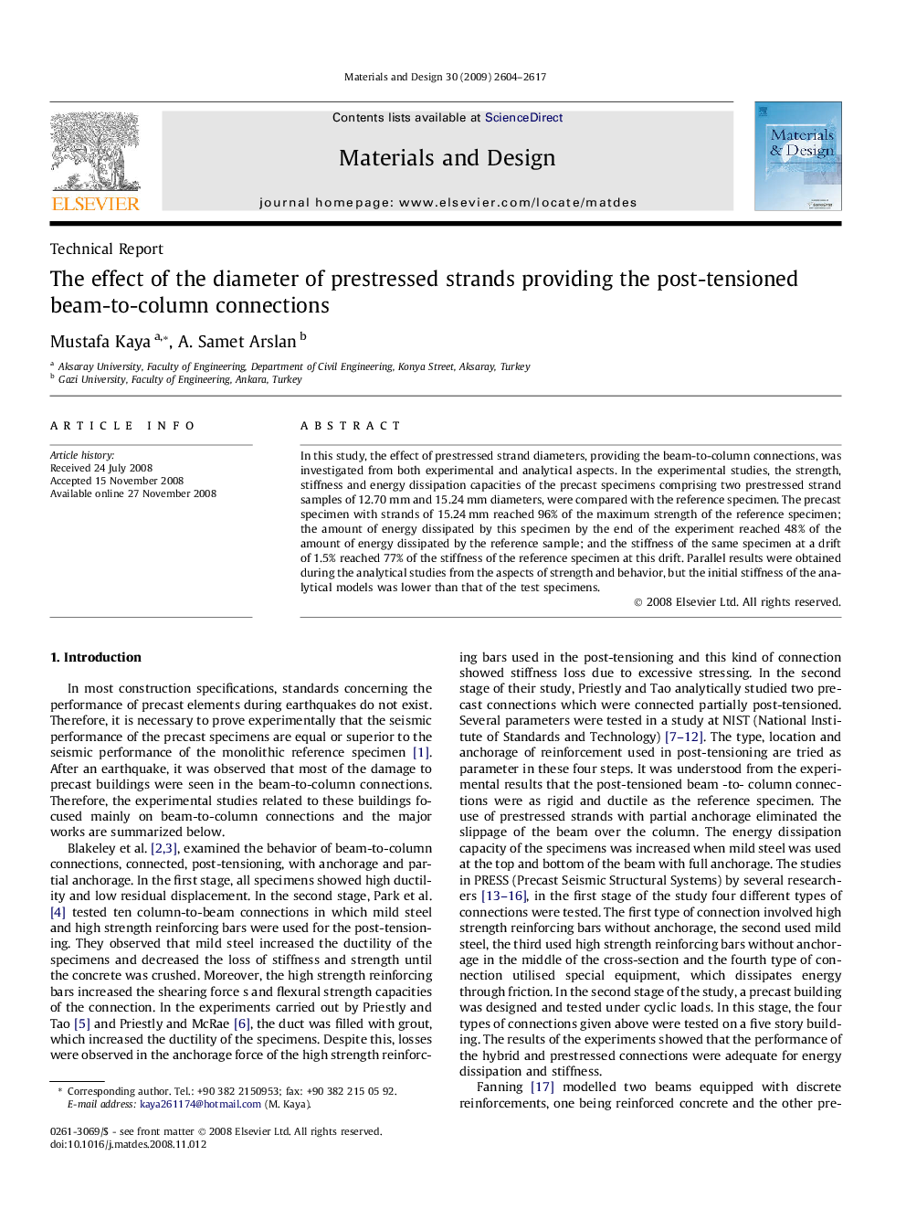 The effect of the diameter of prestressed strands providing the post-tensioned beam-to-column connections