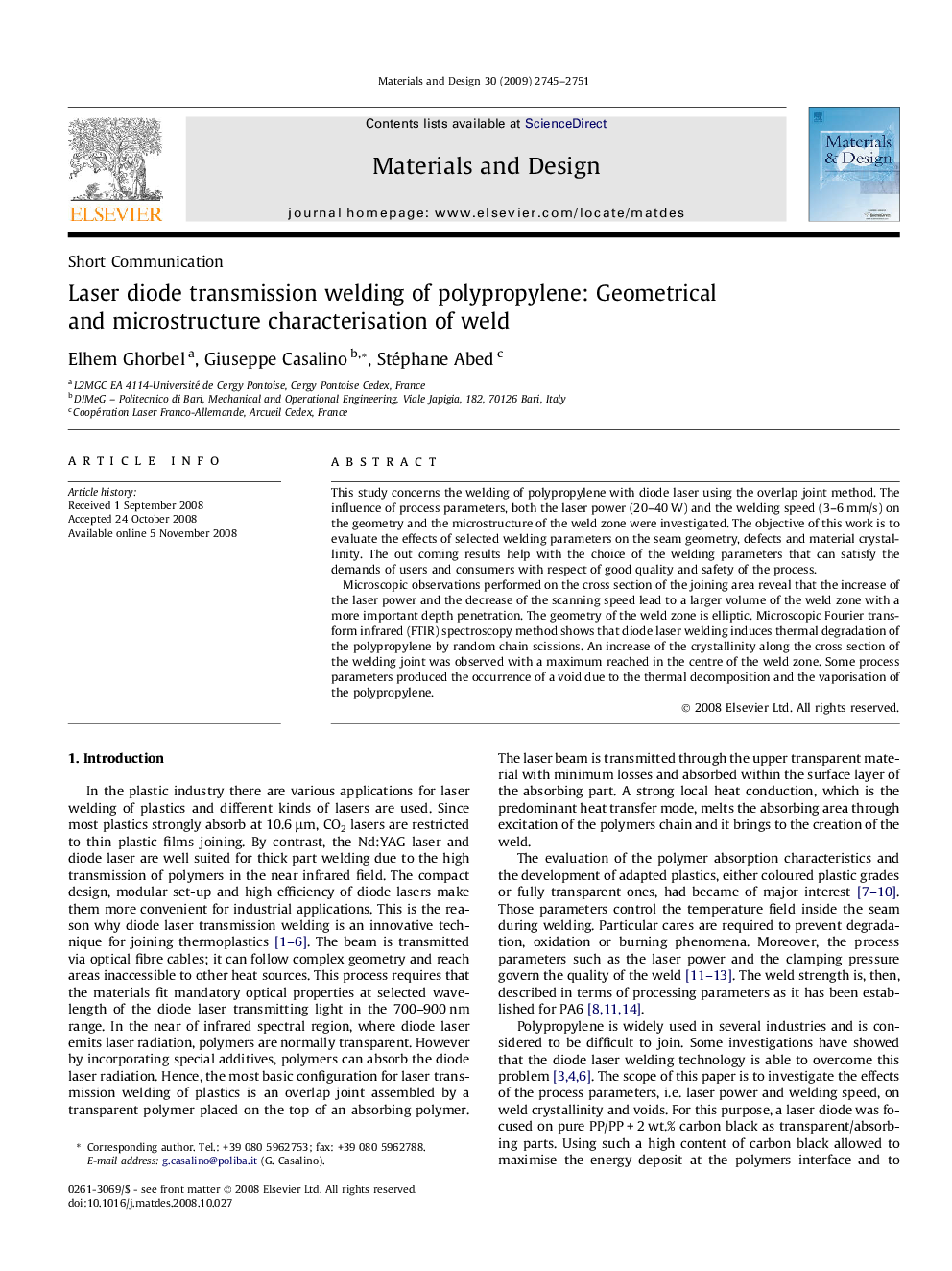 Laser diode transmission welding of polypropylene: Geometrical and microstructure characterisation of weld