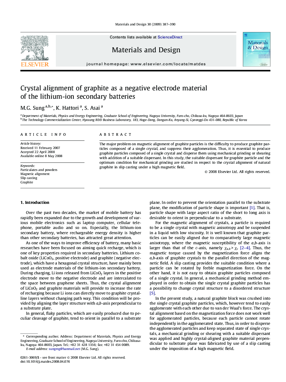 Crystal alignment of graphite as a negative electrode material of the lithium-ion secondary batteries