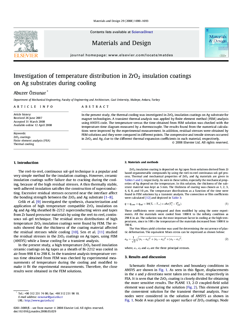 Investigation of temperature distribution in ZrO2 insulation coatings on Ag substrates during cooling