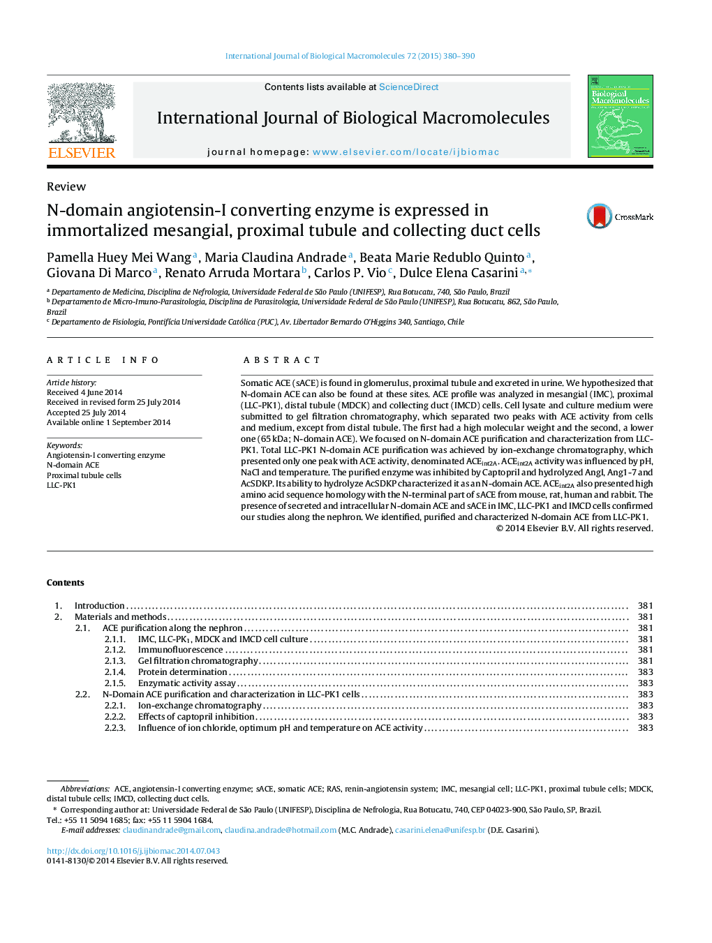 N-domain angiotensin-I converting enzyme is expressed in immortalized mesangial, proximal tubule and collecting duct cells