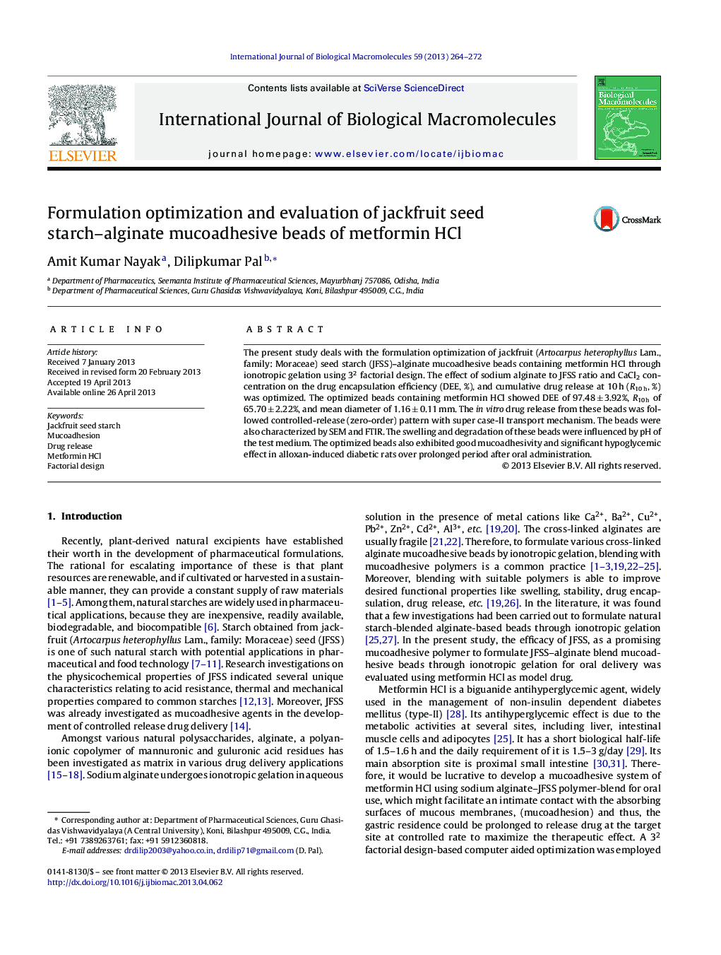 Formulation optimization and evaluation of jackfruit seed starch-alginate mucoadhesive beads of metformin HCl