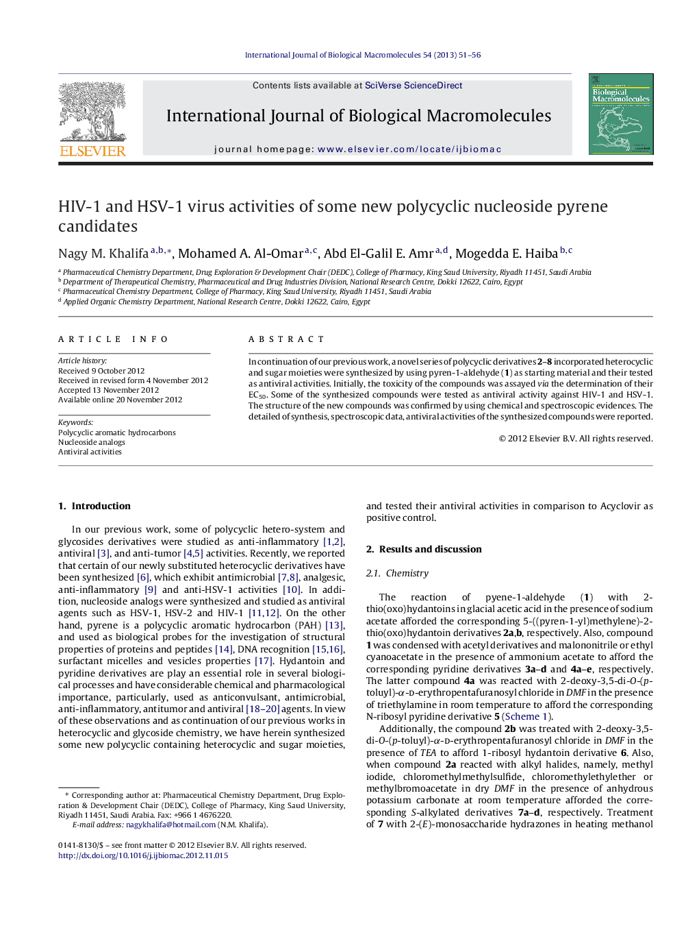 HIV-1 and HSV-1 virus activities of some new polycyclic nucleoside pyrene candidates