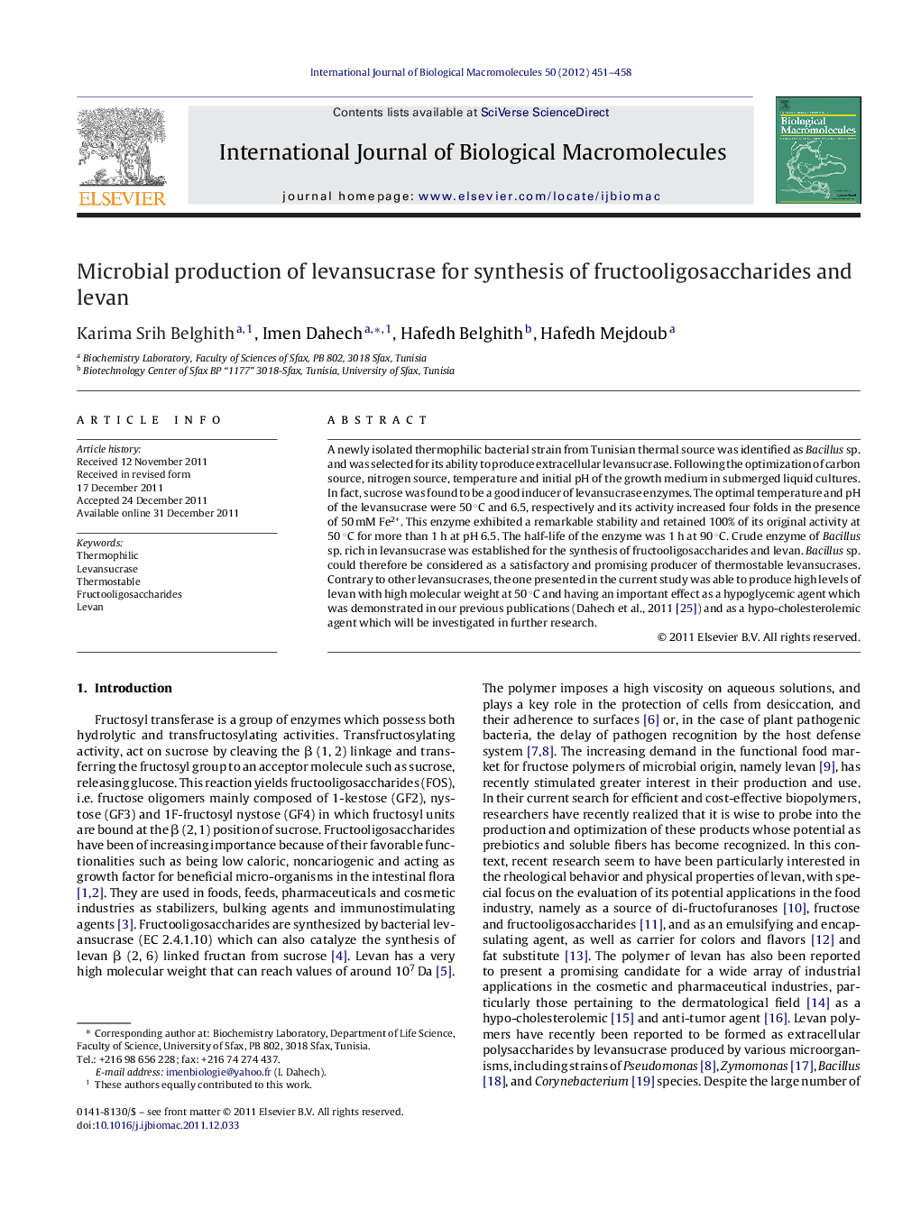 Microbial production of levansucrase for synthesis of fructooligosaccharides and levan