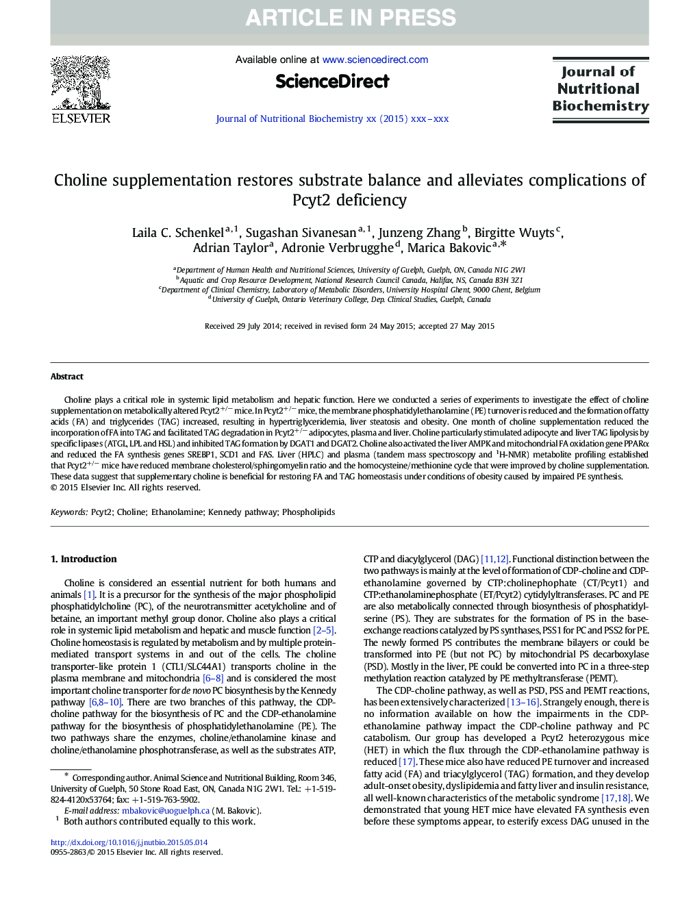 Choline supplementation restores substrate balance and alleviates complications of Pcyt2 deficiency