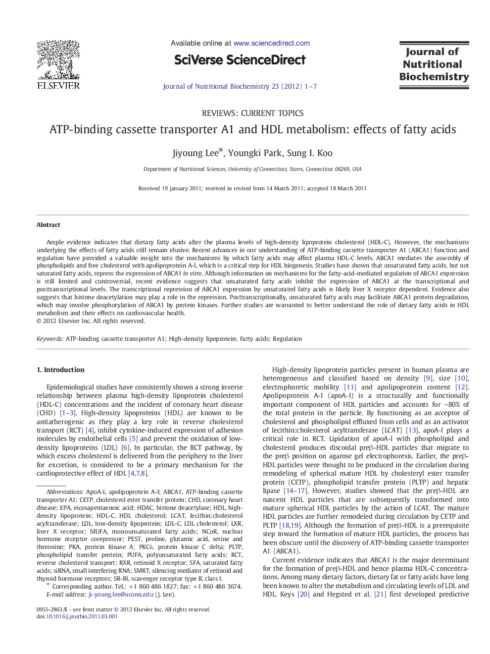 ATP-binding cassette transporter A1 and HDL metabolism: effects of fatty acids