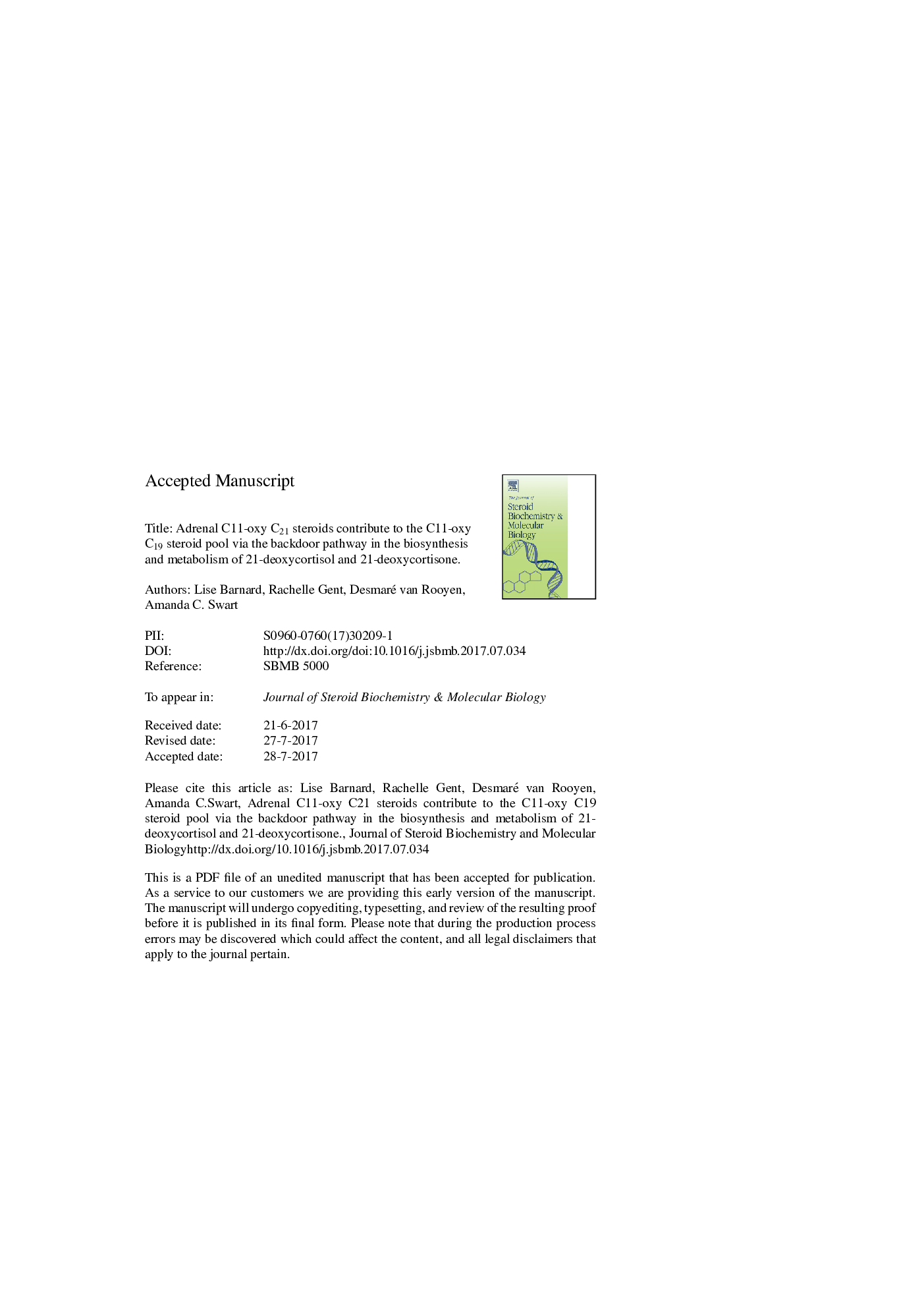 Adrenal C11-oxy C21 steroids contribute to the C11-oxy C19 steroid pool via the backdoor pathway in the biosynthesis and metabolism of 21-deoxycortisol and 21-deoxycortisone