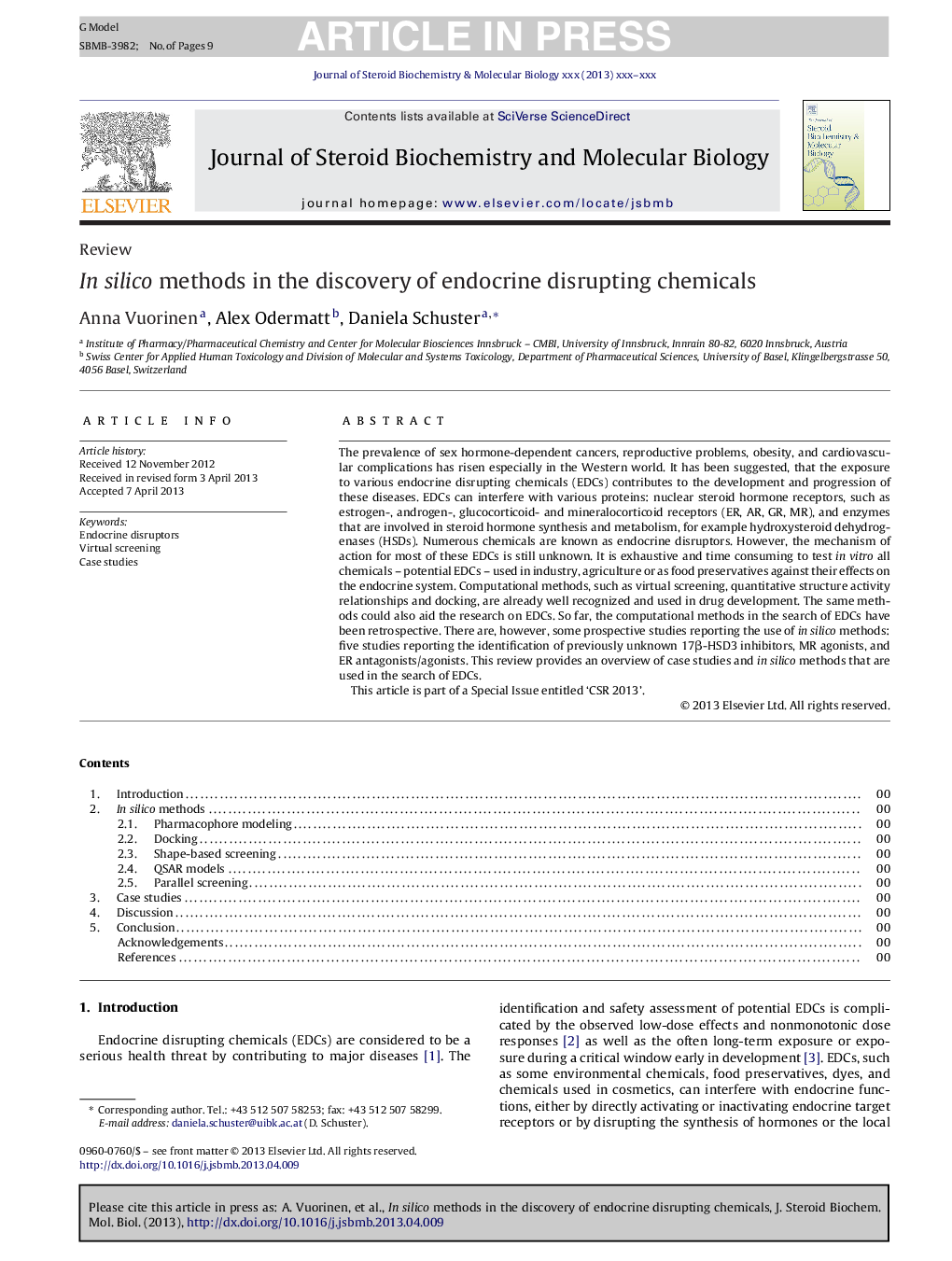 In silico methods in the discovery of endocrine disrupting chemicals