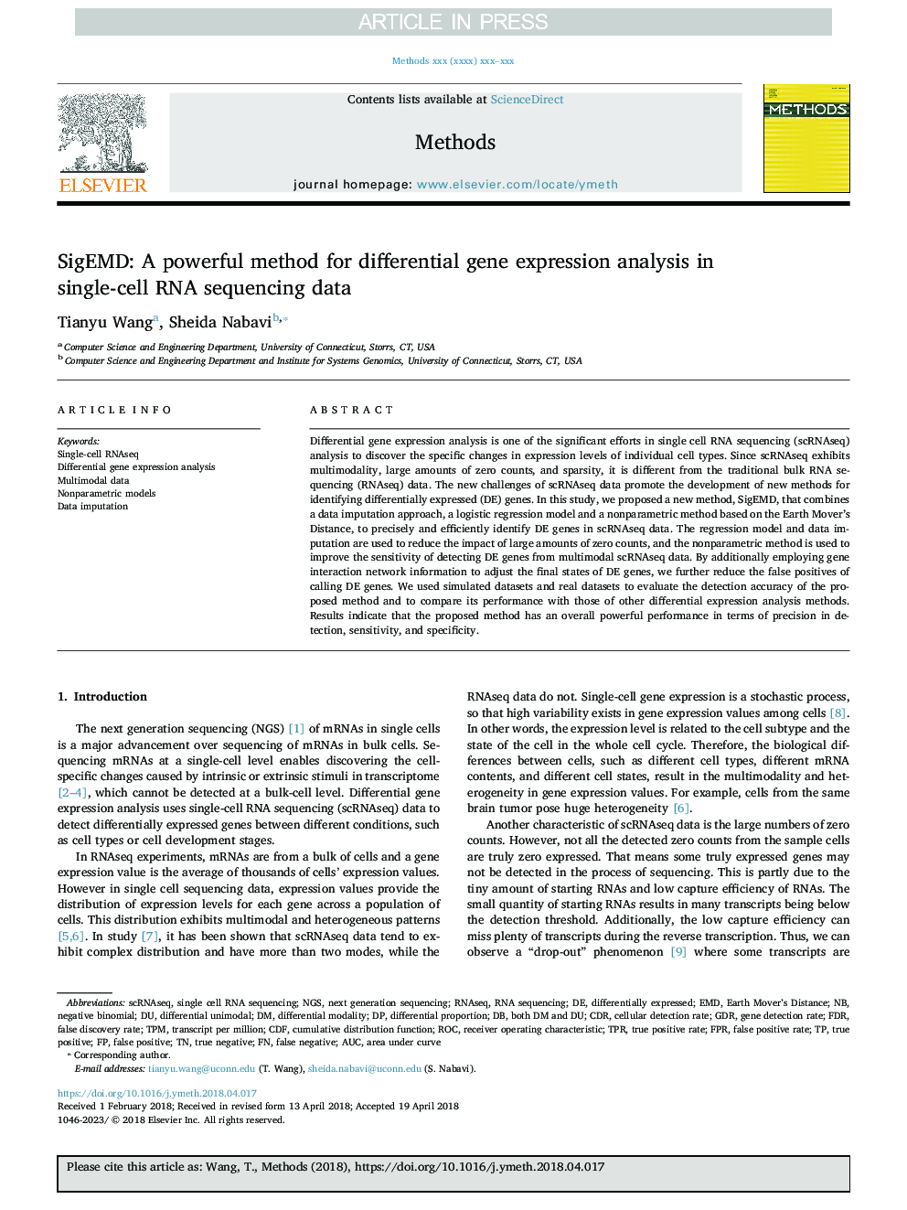 SigEMD: A powerful method for differential gene expression analysis in single-cell RNA sequencing data