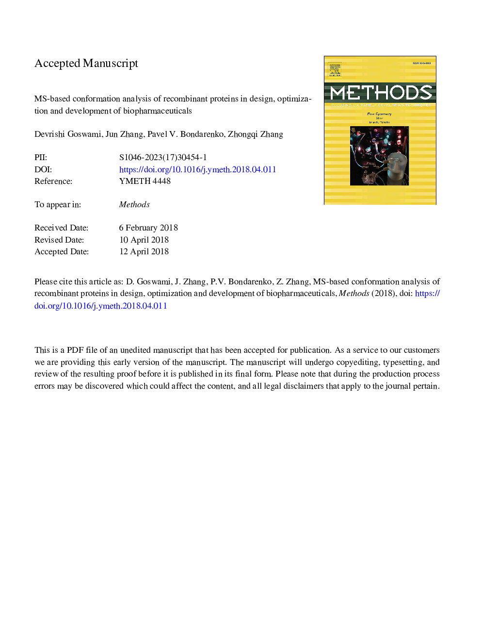 MS-based conformation analysis of recombinant proteins in design, optimization and development of biopharmaceuticals