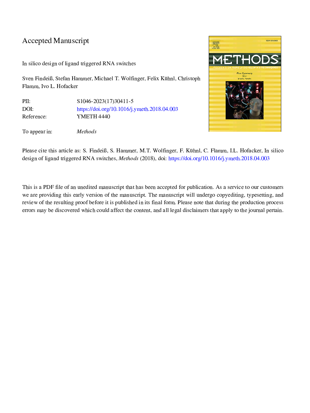 عکس صفحه اول مقاله: In silico design of ligand triggered RNA switches In silico design of ligand triggered RNA switches