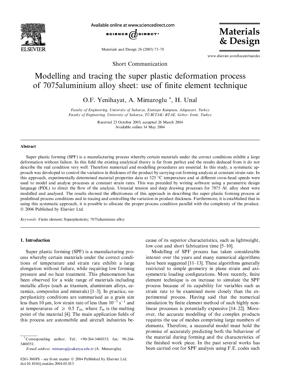 Modelling and tracing the super plastic deformation process of 7075aluminium alloy sheet: use of finite element technique