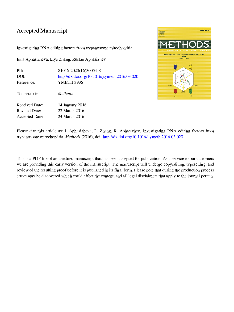 Investigating RNA editing factors from trypanosome mitochondria