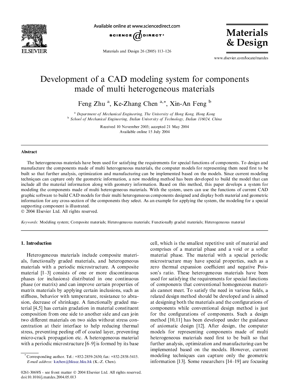 Development of a CAD modeling system for components made of multi heterogeneous materials