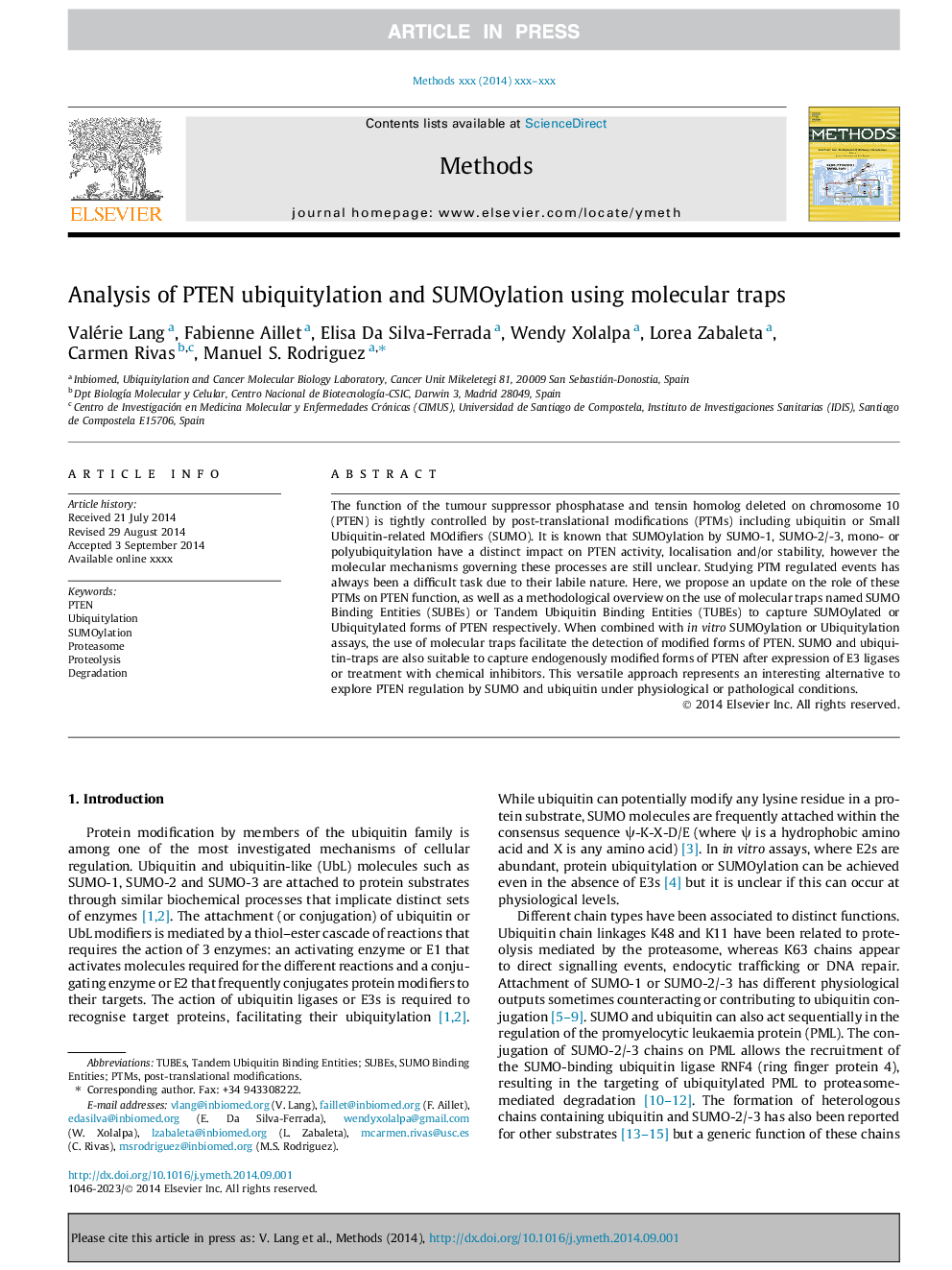 Analysis of PTEN ubiquitylation and SUMOylation using molecular traps