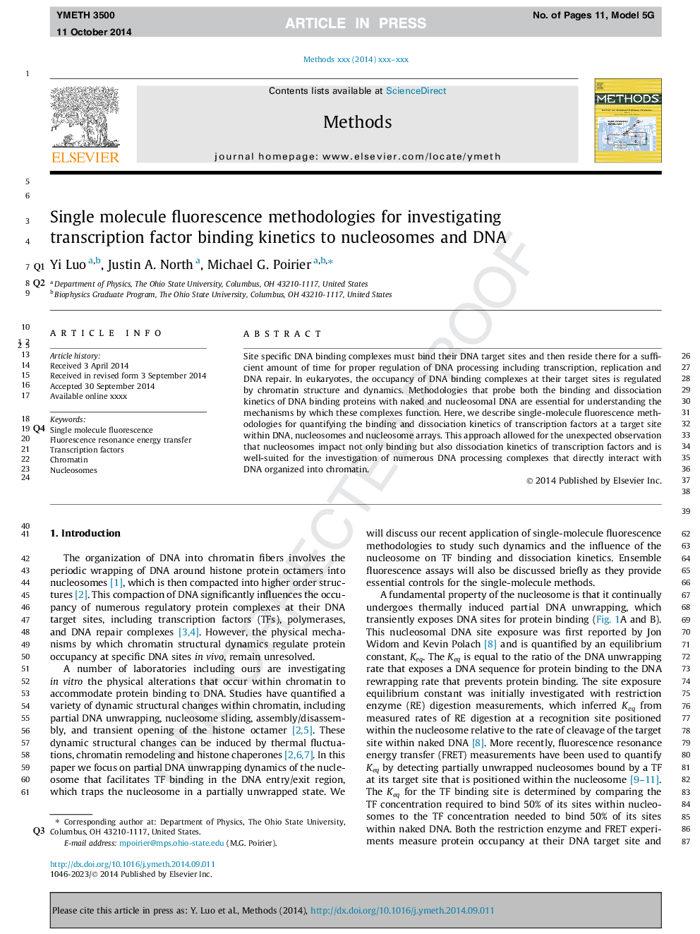 Single molecule fluorescence methodologies for investigating transcription factor binding kinetics to nucleosomes and DNA