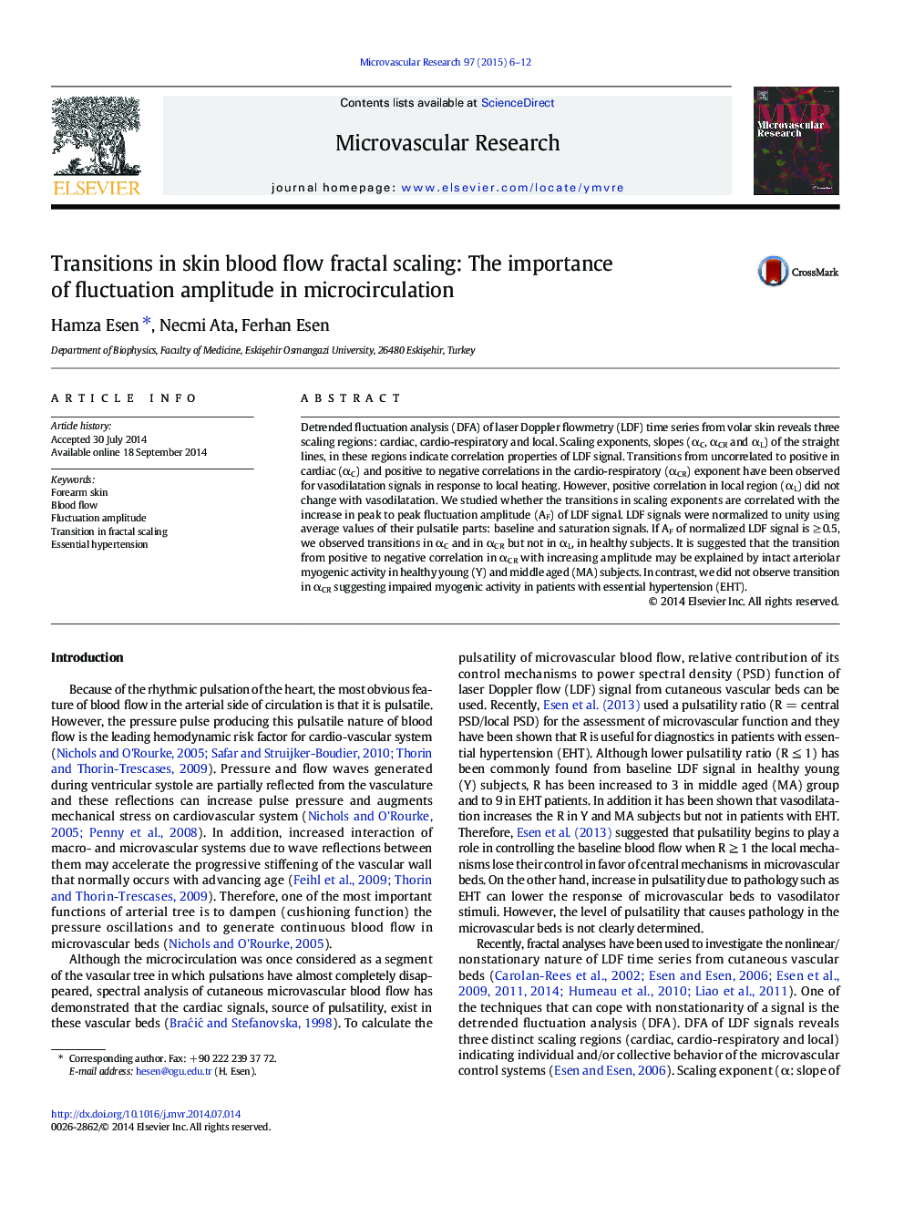 Transitions in skin blood flow fractal scaling: The importance of fluctuation amplitude in microcirculation