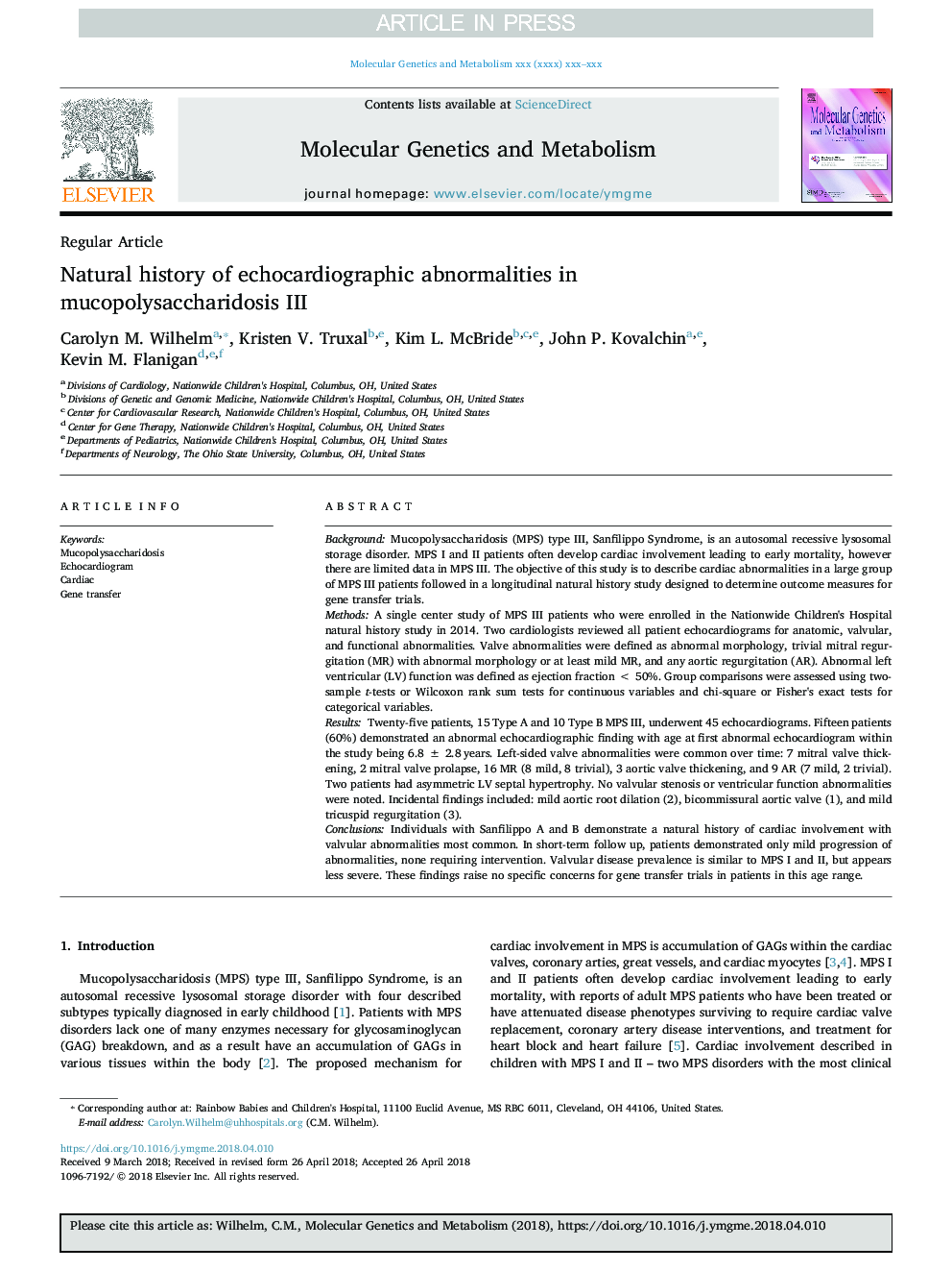 Natural history of echocardiographic abnormalities in mucopolysaccharidosis III